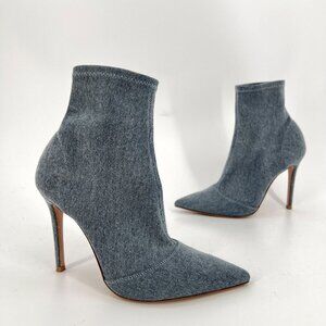 Gianvito Rossi‎ Denim Stretch Booties Pointed Toe Size 7